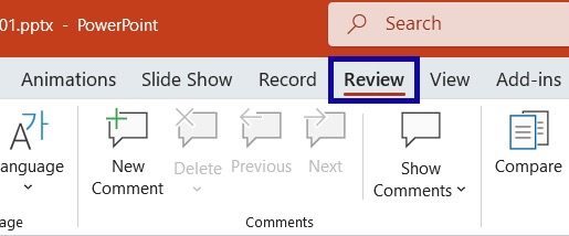 Select the Review tab