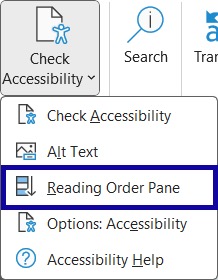 Select Reading Order Pane.