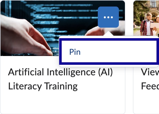 Selecting Pin from More Options menu.