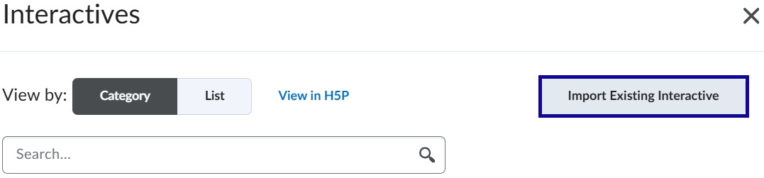 Select Import Existing Interactive.