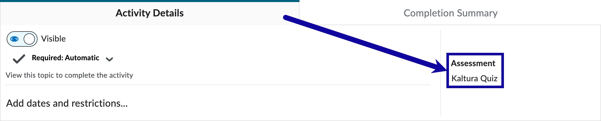 Select the video quiz title to edit