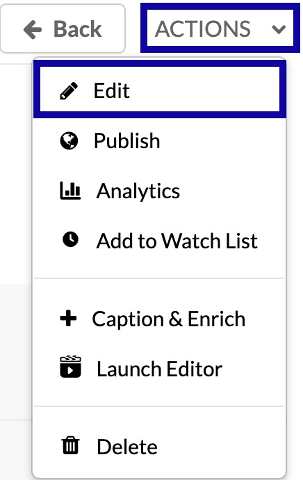 From the Actions dropdown menu, select Edit.
