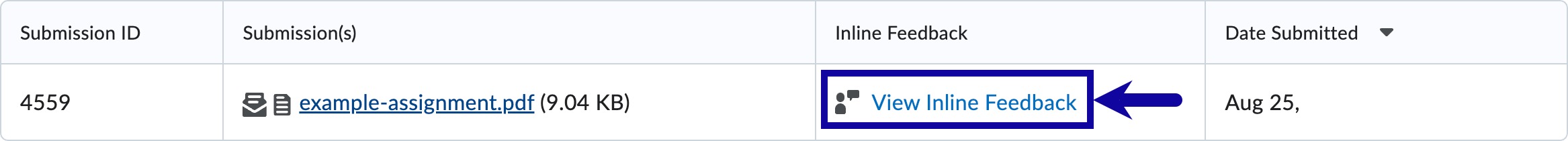 Viewing inline feedback