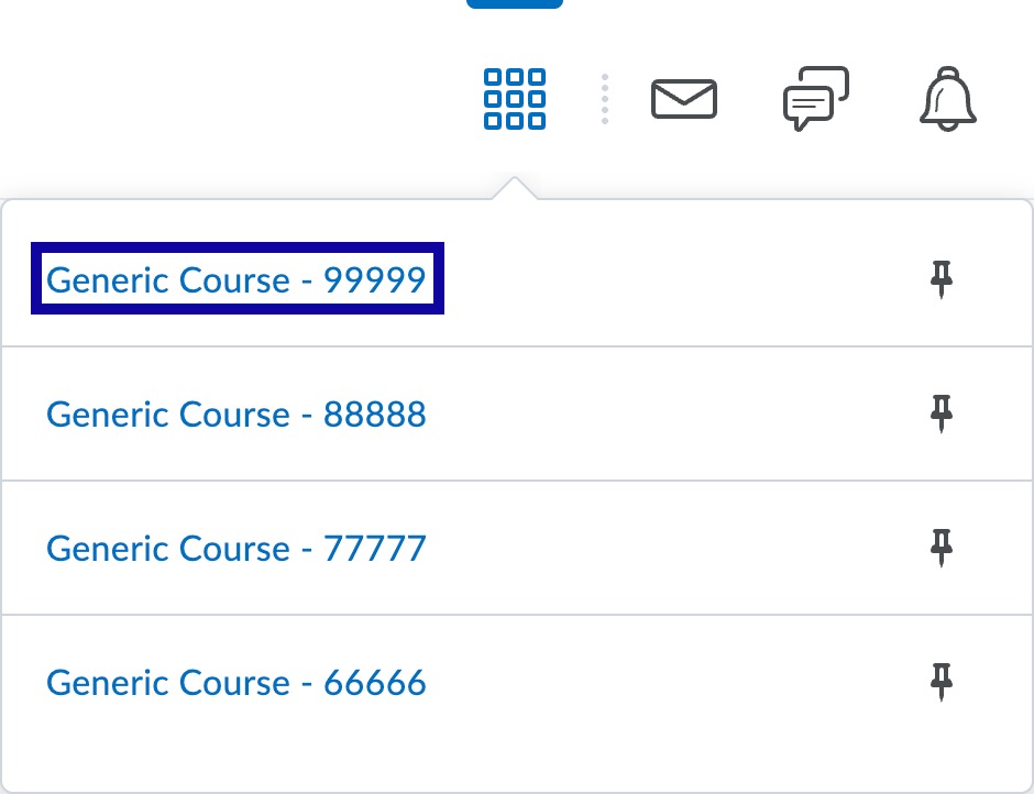 Select the course title from the Course Selector dropdown menu.