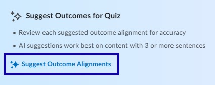Suggest Outcomes Alignments button