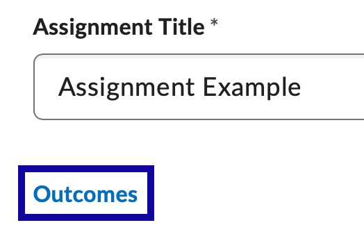 Outcomes link with the Assignment setup screen