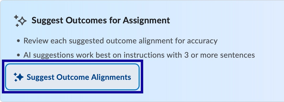 Suggest Outcomes Alignments button