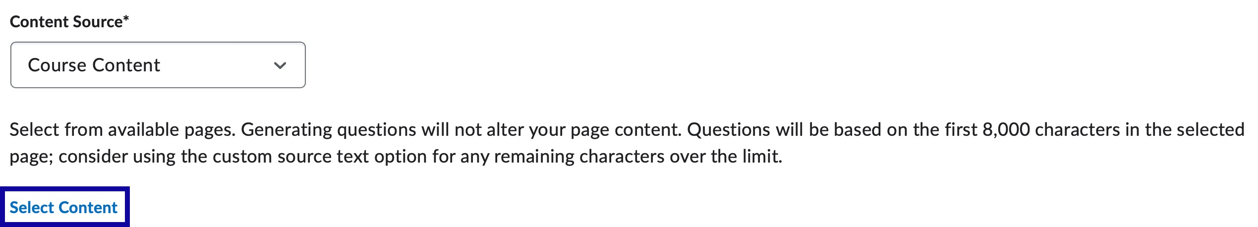 Choose the Select Content option