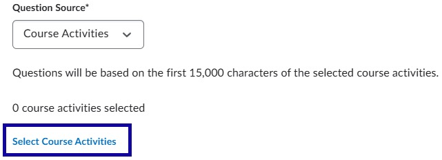 Select Course Activites