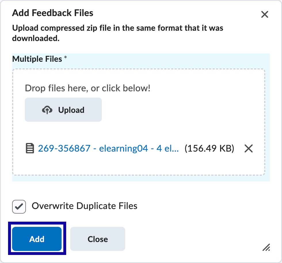 Example preview of files to be uploaded.