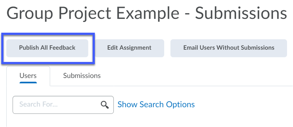 It is possible to publish all feedback for group submissions.