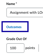 Outcomes link highlighed