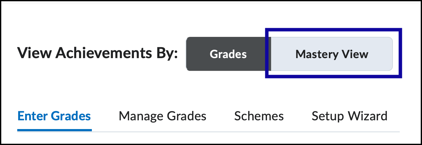 Mastery view button highlighted