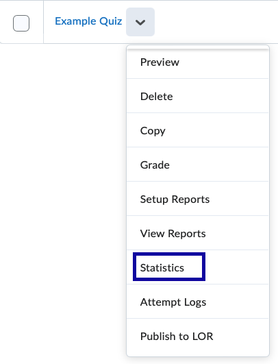 Statistics menu example