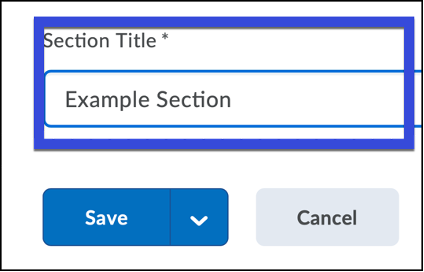 Enter a name for the Section in the Section Title