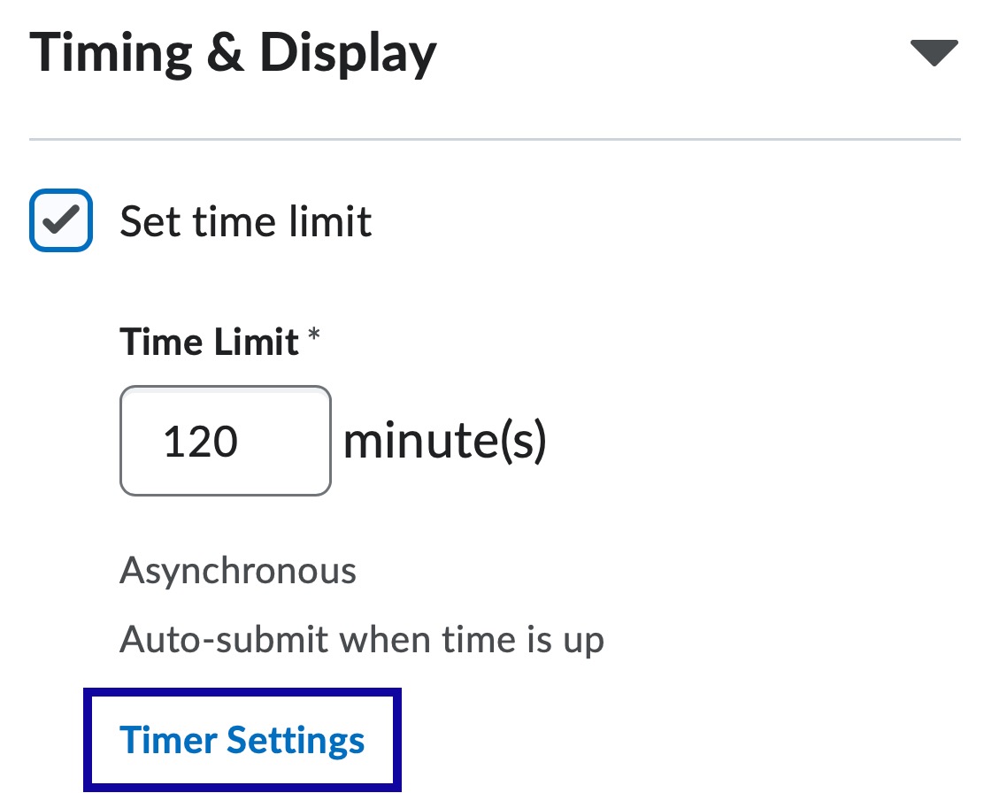 Timing and display options