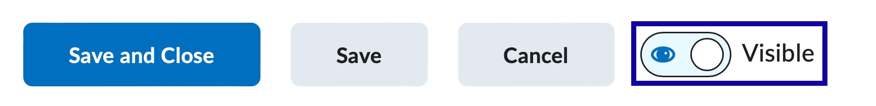 The Visible / Hidden switch for a D2L Quiz