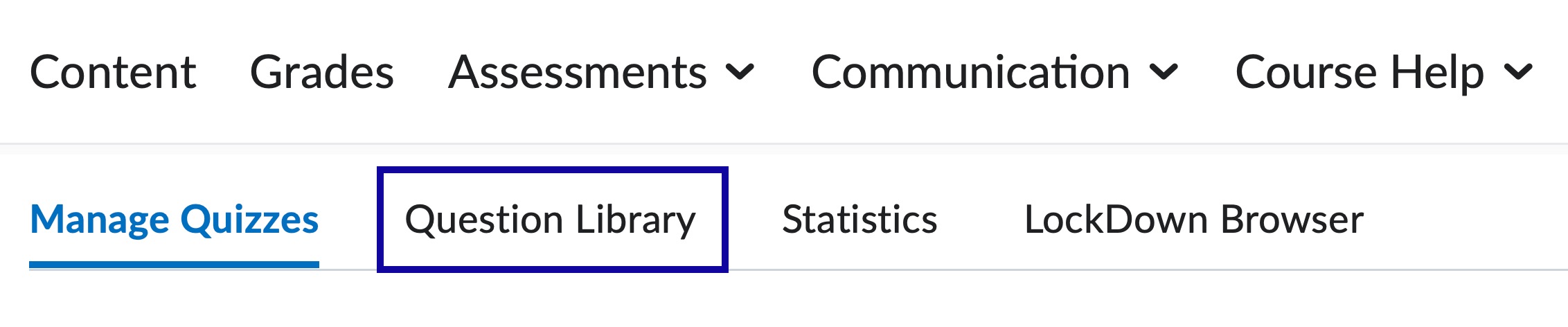 Selecting Browse Existing Questions from the Import Menu