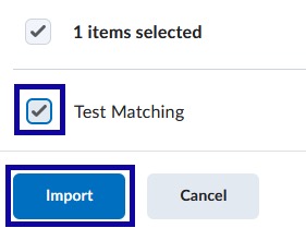 Select the questions you want to import, then select Save.