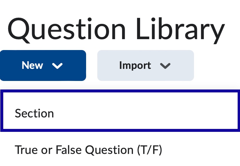 Question Library on the Quizzes submenu