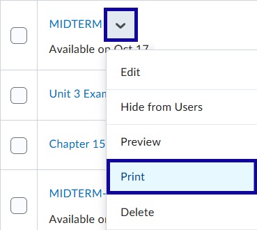 Select Print from the dropdown menu