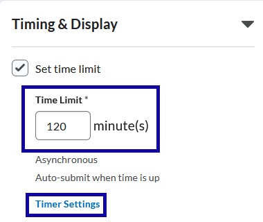 Timer and display menu example