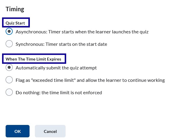 Improving Timer Behavior menu example