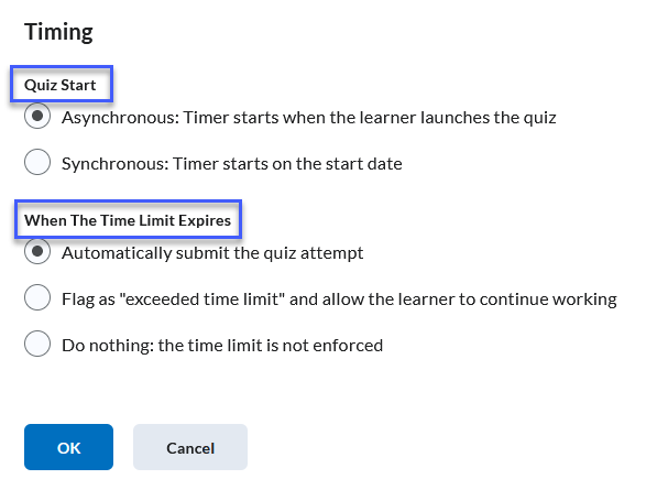 Improving Timer Behavior menu example