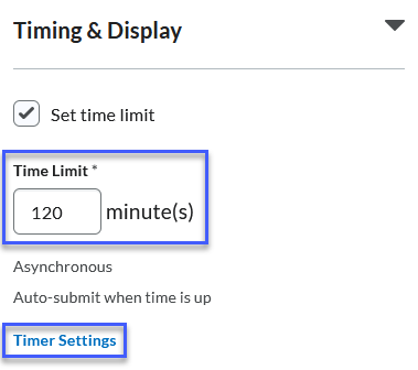 Timer and display menu example