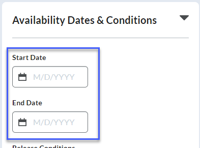 Availiblity Dates and Conditions example