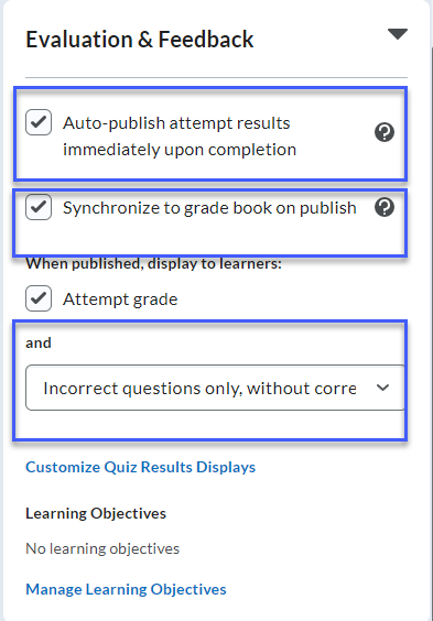 Evaluation and Feedback example