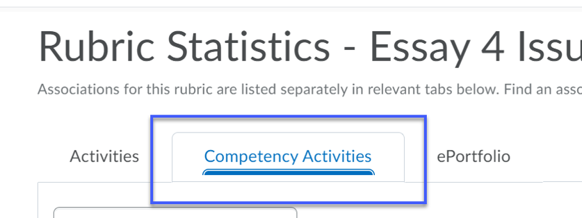 Competency activities tab selected