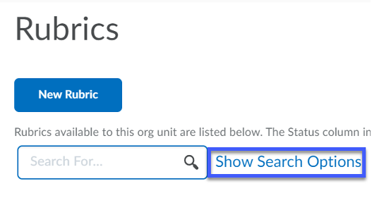 Show search options link highlighted