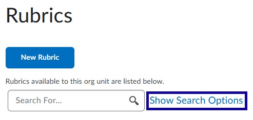 Show search options link highlighted