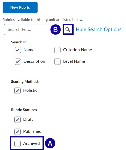 Archived selection checked