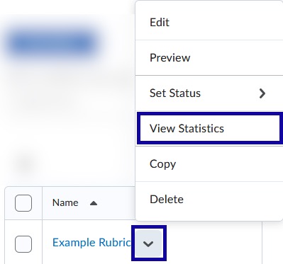 View statistics hightlighted in dropdown