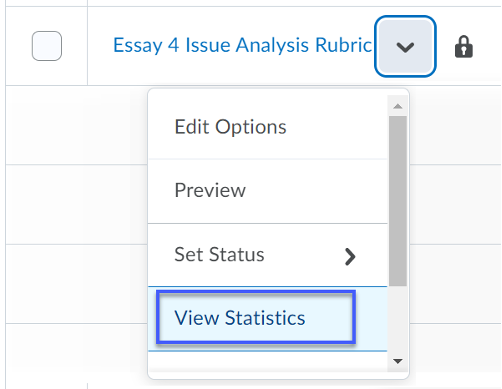 View statistics hightlighted in dropdown