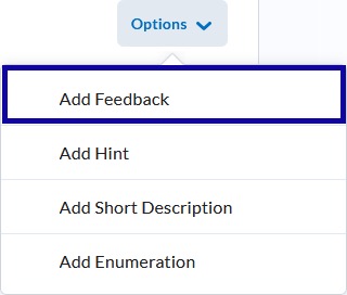 Options dropdown with add feedback selected