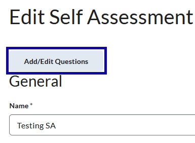 Edit self assessment with add/edit questions button