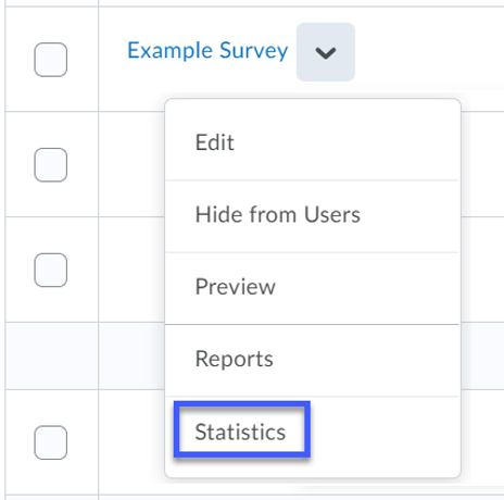 Survey dropdown with statistics highlighted