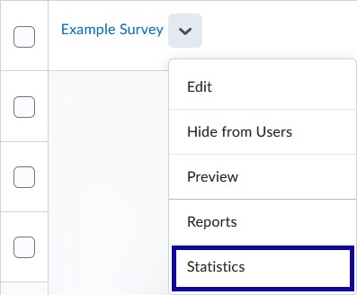 Survey dropdown with statistics highlighted