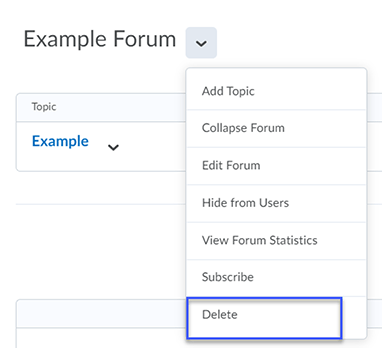 Delete is selected from dropdown menu