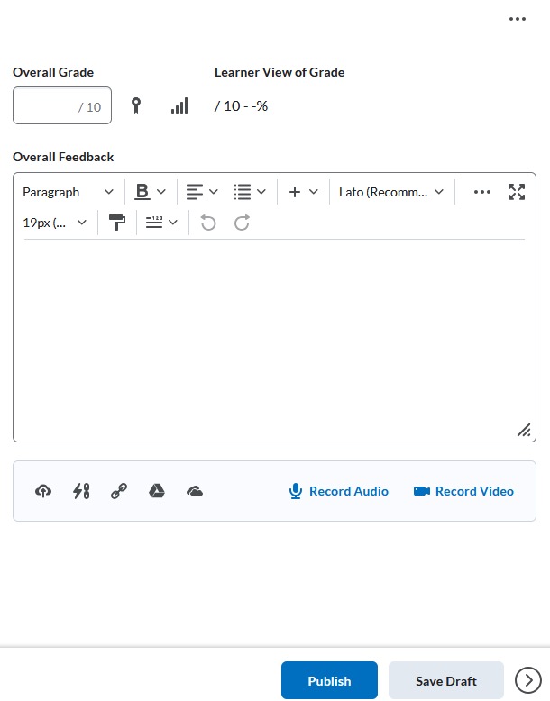 Grading discussions in D2L, add overall grade and overall feedback