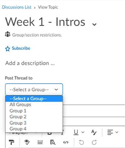 Select a group is highlighted