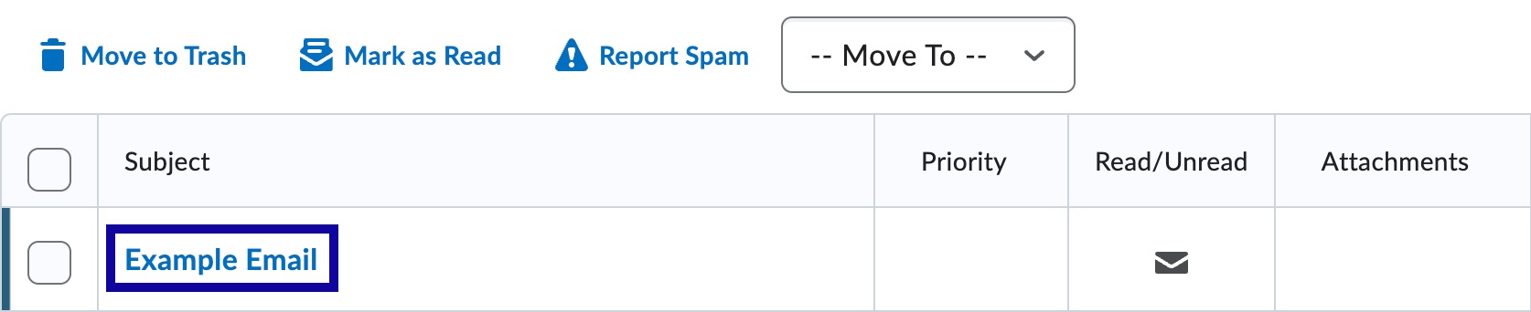 Email subject selected.