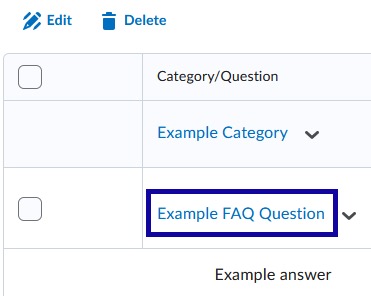 Editing an FAQ question