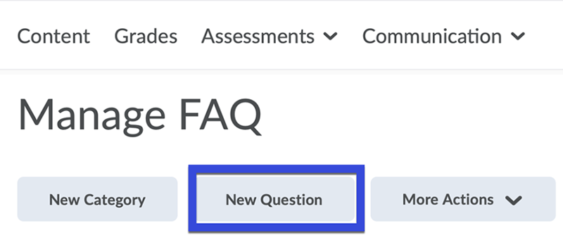 New Question button selected.