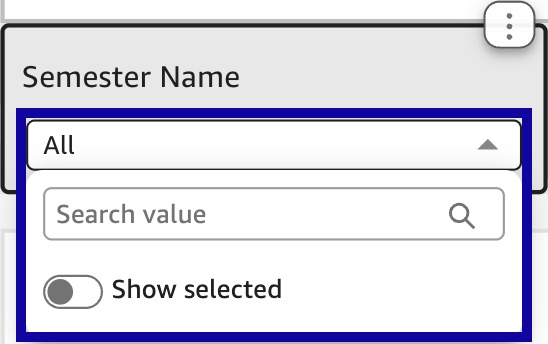 Multi-select menu to sort data.