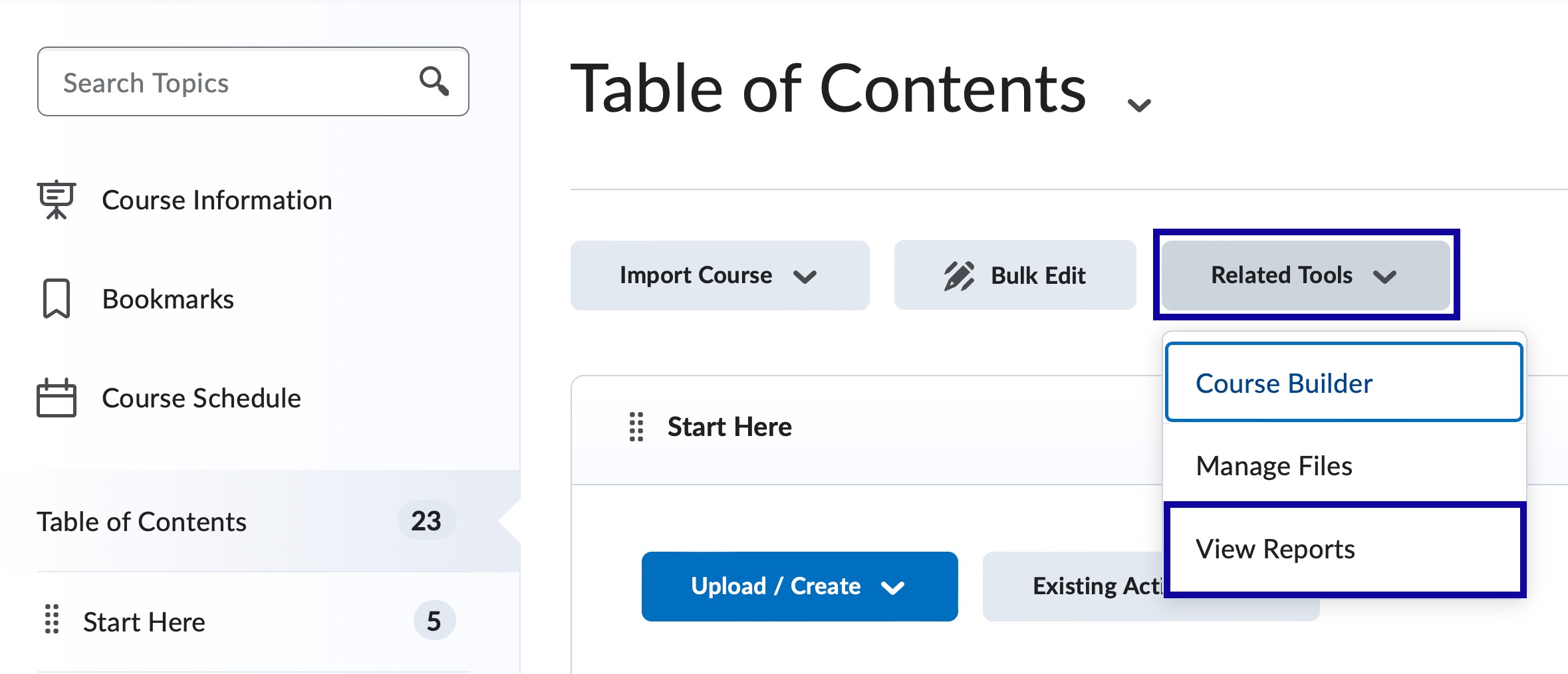 Select the Related Tools menu and then select View Reports