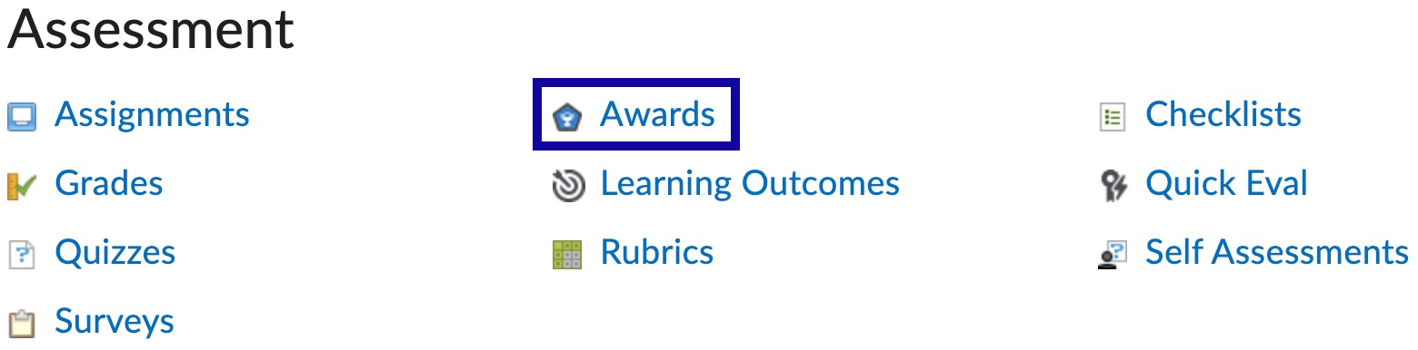Select Awards from the Assessment section